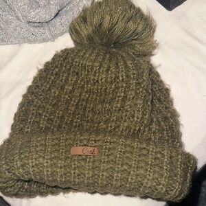 Cozy Olive Green Knit Pom-Pom Beanie